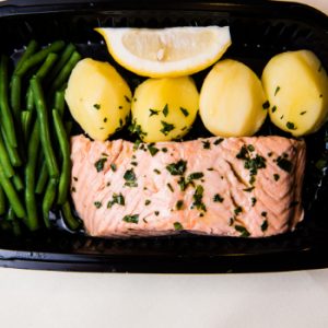 The Fitness Chef - Poached Salmon Potatoes and Beans
